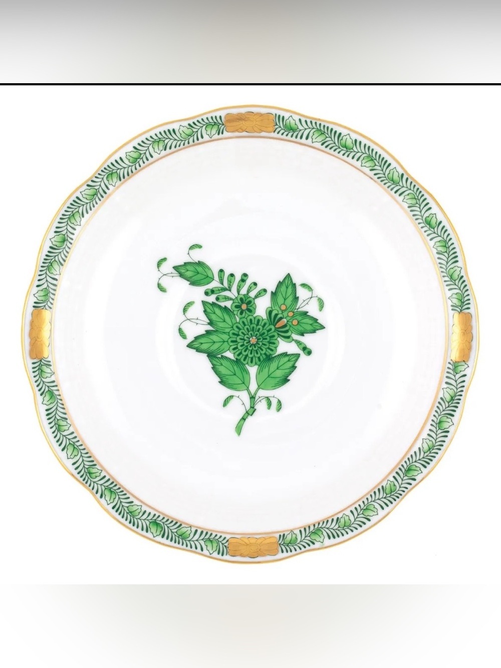 Herend Chinese Bouquet 6” Green Tea Saucer Oriental Inspired Hand Painted